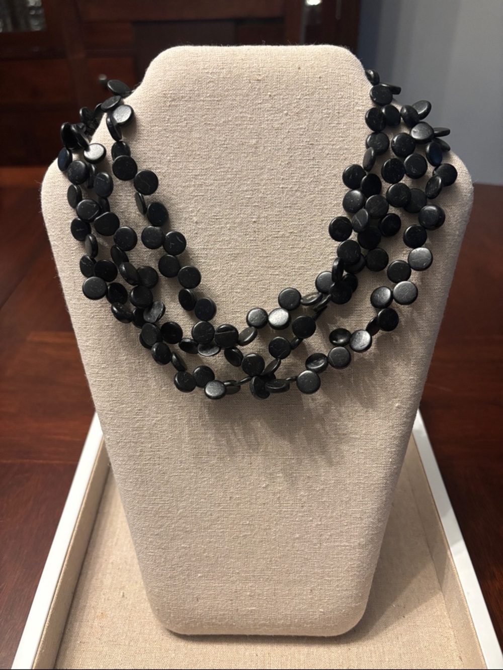 Multi-Strand Black Bead Statement Necklace